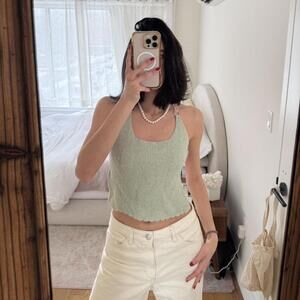 Sage Green Open-Back Halter Top